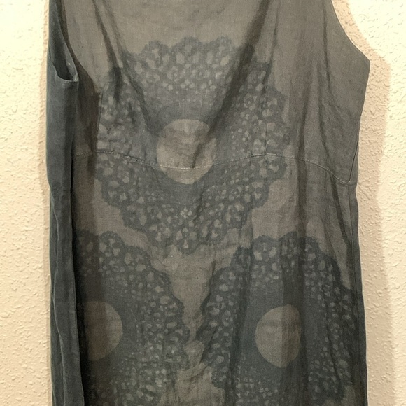 Fresh Produce Mandela Print Gray/Olive Sleeveless Dress size L - Picture 2 of 11